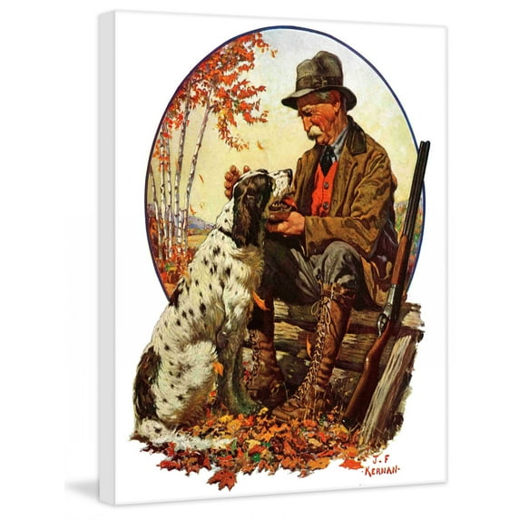 Marmont Hill Hunter and Spaniel by J.F. Kernan Painting Print on Canvas