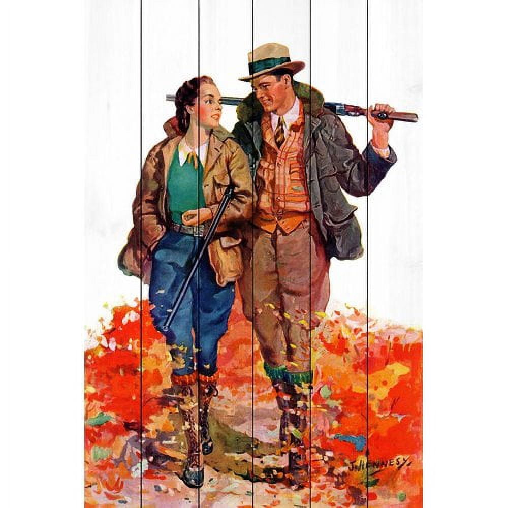 Marmont Hill "Hunting Couple" Painting Print on White Wood