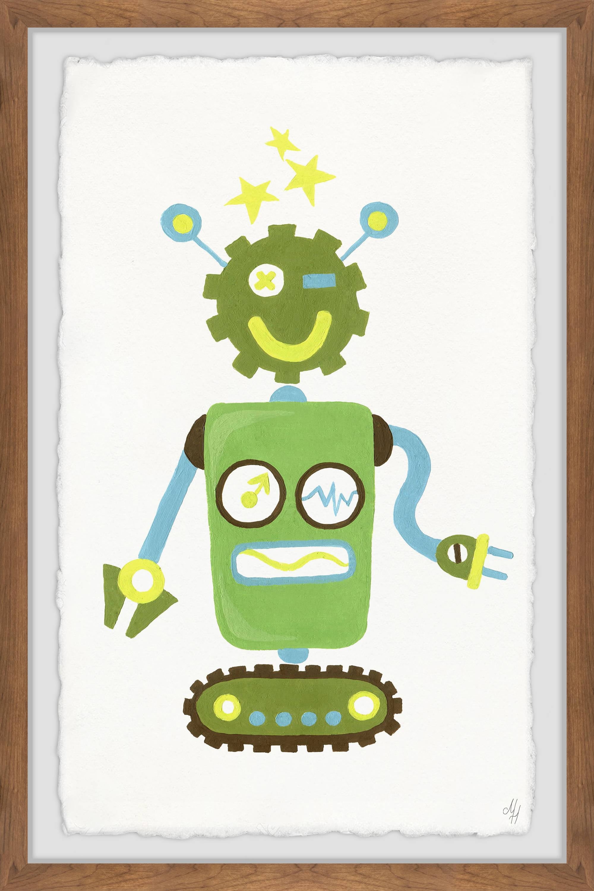 Marmont Hill I Am a Green Robot Framed Wall Art