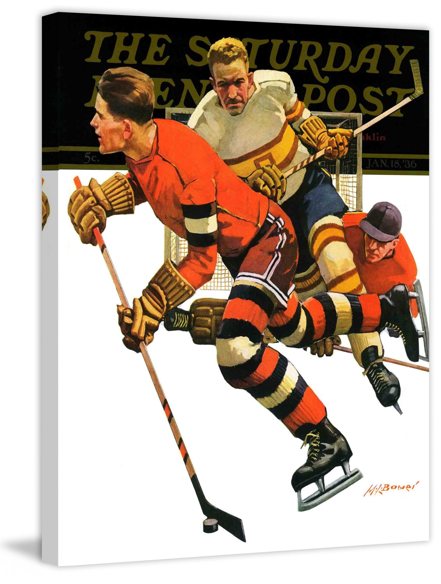 Marmont Hill Ice Hockey Match by Maurice Bower Painting Print on Canvas