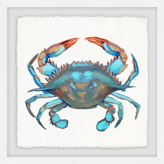 Marmont Hill Icy Blue Crab Framed Wall Art, 32" x 32"