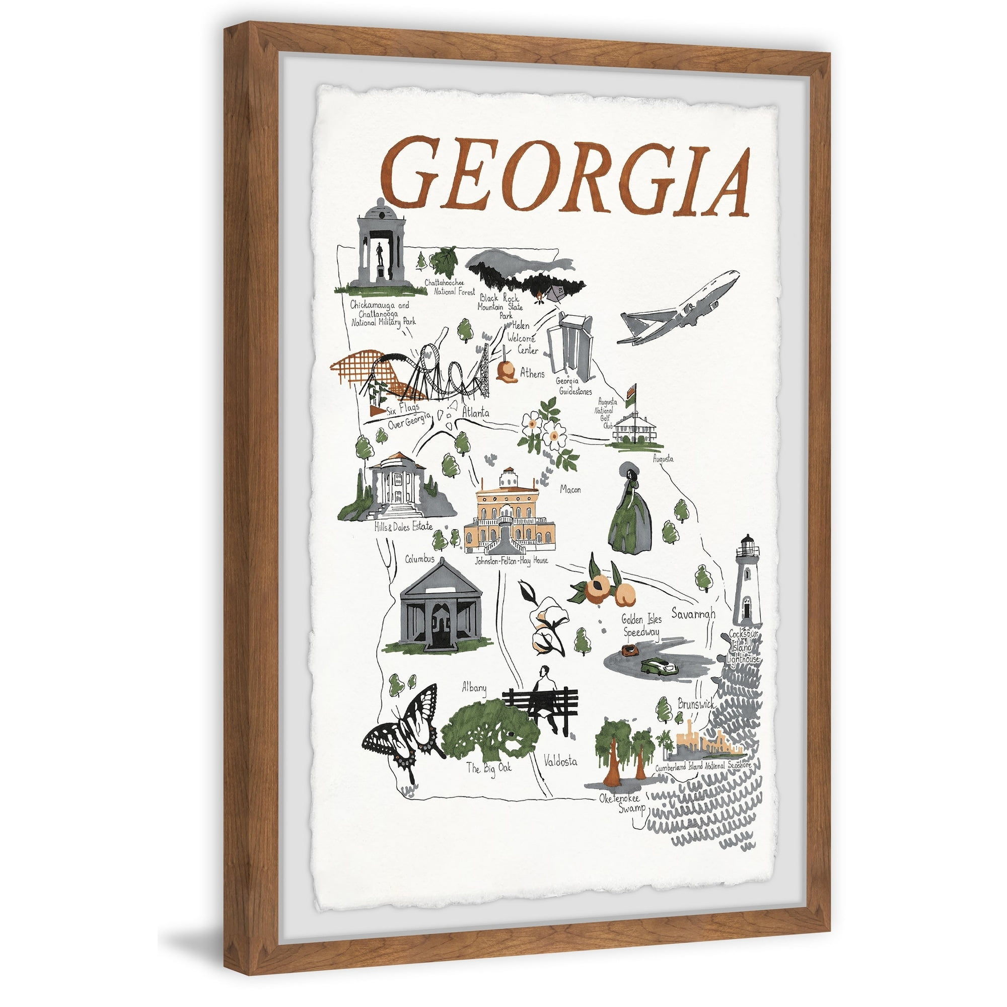 Marmont Hill Illustrated Map of Georgia Framed Wall Art