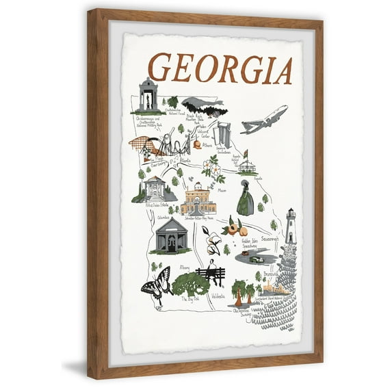 Marmont Hill Illustrated Map of Georgia Framed Wall Art