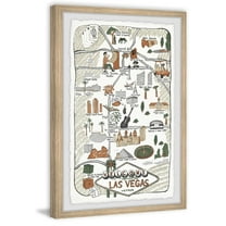 Marmont Hill Illustrated Map of Las Vegas Strip Framed Wall Art, 8" x 12"