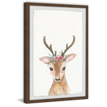 Marmont Hill Inc. 'Deer With Flower Crown' Framed Painting Print 20 x 30