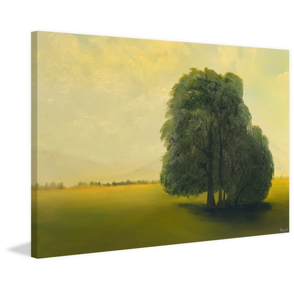 Marmont Hill Green Fields and Lone Tree Painting Print on Wrapped Canvas