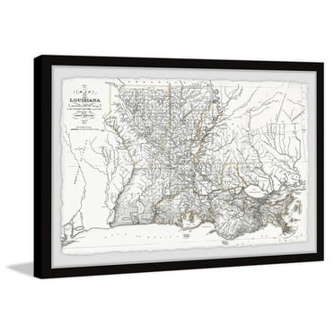 Marmont Hill Inc. 'Louisiana State Outline' Framed Painting Print 24 x 16