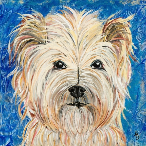 Marmont Hill Inc 'Piloux' Painting Print on Wrapped Canvas - Blue