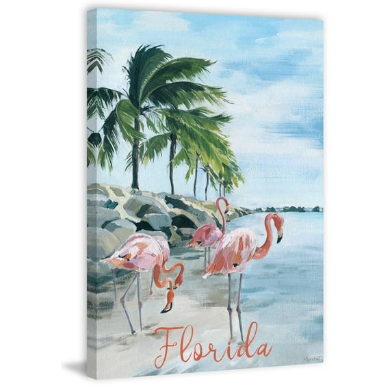 Marmont Hill Inc. 'The Pink Flamingos' Painting Print on Wrapped Canvas 24 x 36