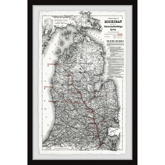 Marmont Hill Inc. 'Vintage Michigan Map II' Framed Painting Print 20 x 30