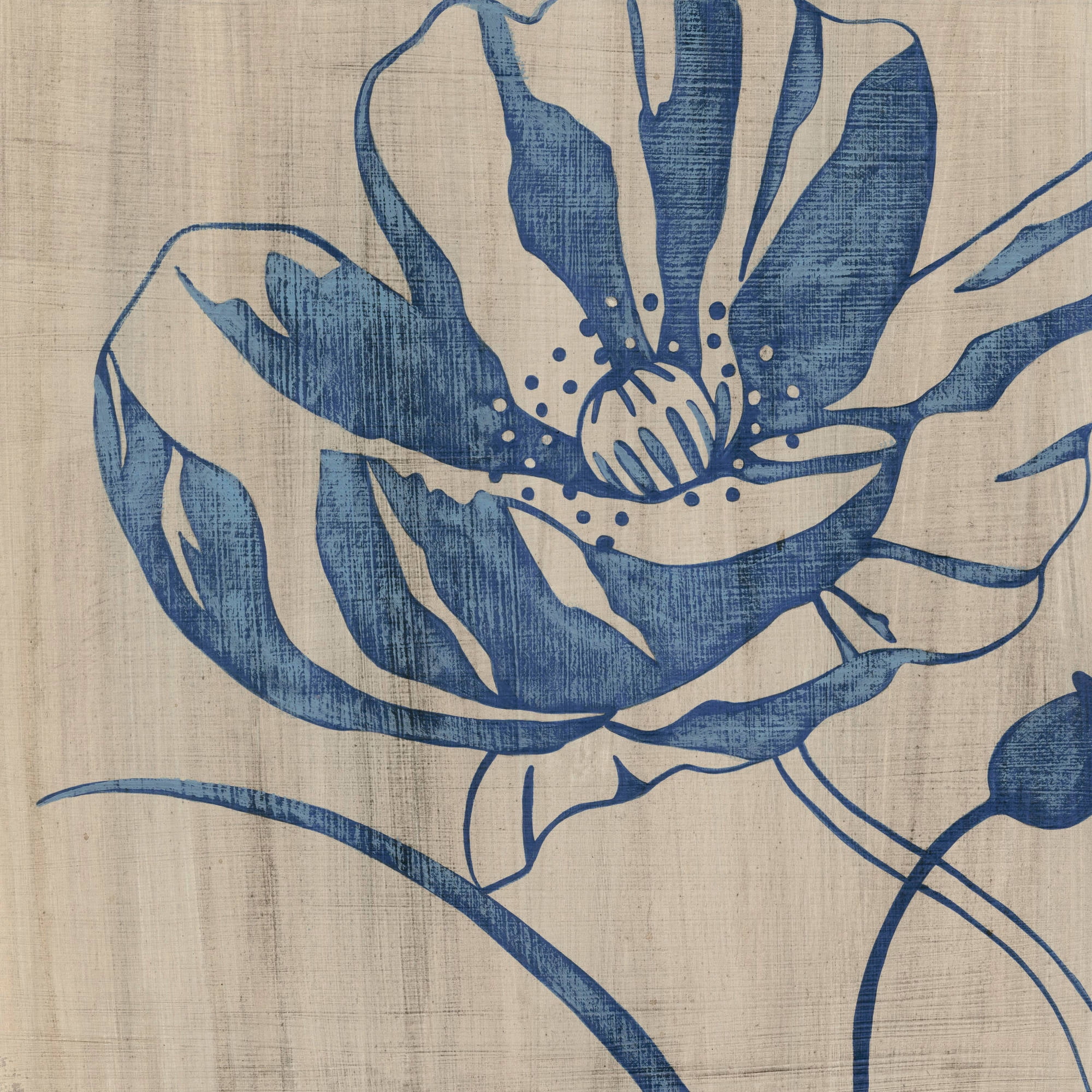 Marmont Hill "Indigo Poppy" Painting Print on Wrapped Canvas