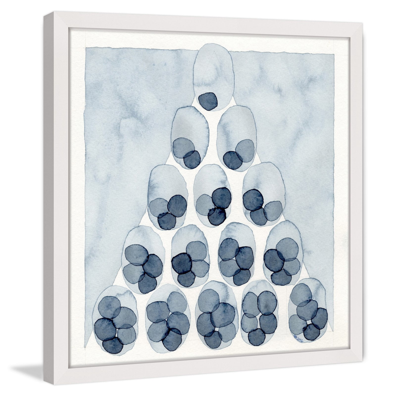 Marmont Hill "Indigo Pyramid" by Nikki Galapon Framed Painting Print