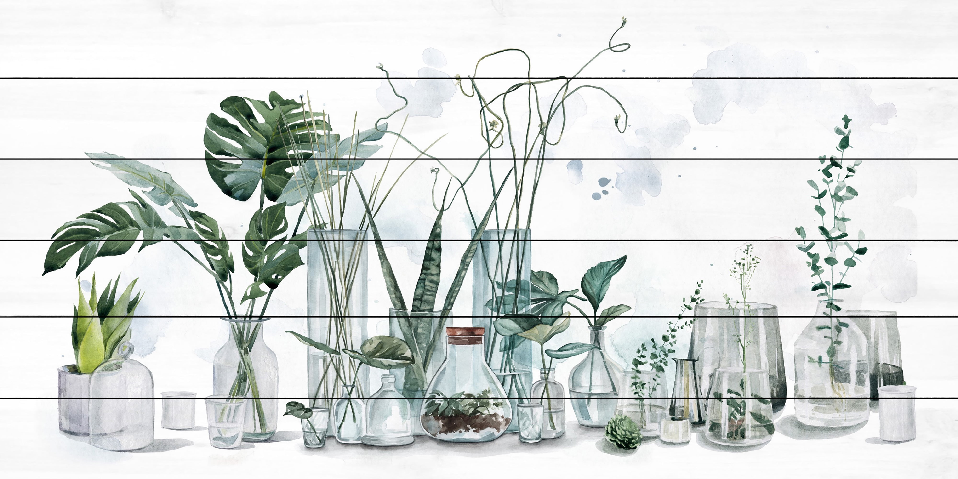 Marmont Hill Indoor Houseplants White Wood Wall Art
