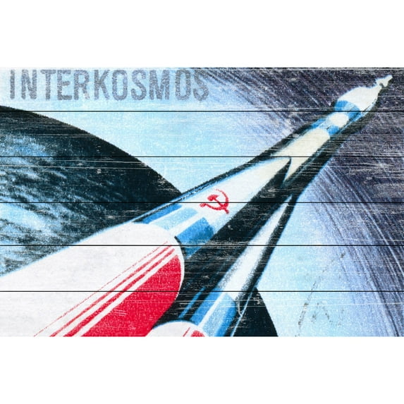 MARMONT HILL - 'Interkosmos' Painting Print on White Wood - Multi-Color 45 x 30