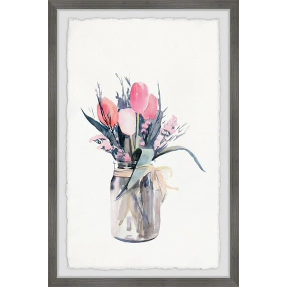 Marmont Hill Jar Of Tulips Framed Wall Art, 8.00" x 1.50"
