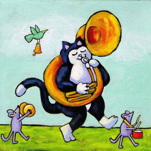 Marmont Hill "John Phillips Sousa Cat" by Janet Nelson Painting Print on Wrapped Canvas