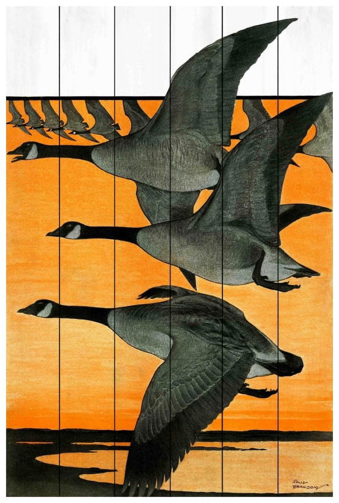 Marmont Hill "Journal Geese" Painting Print on White Wood