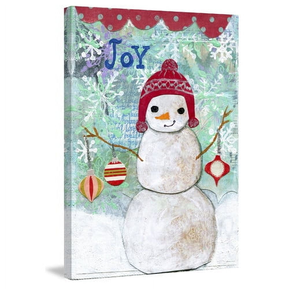 Marmont Hill "Joy Snowman" by Jill Lambert Painting Print on Wrapped Canvas
