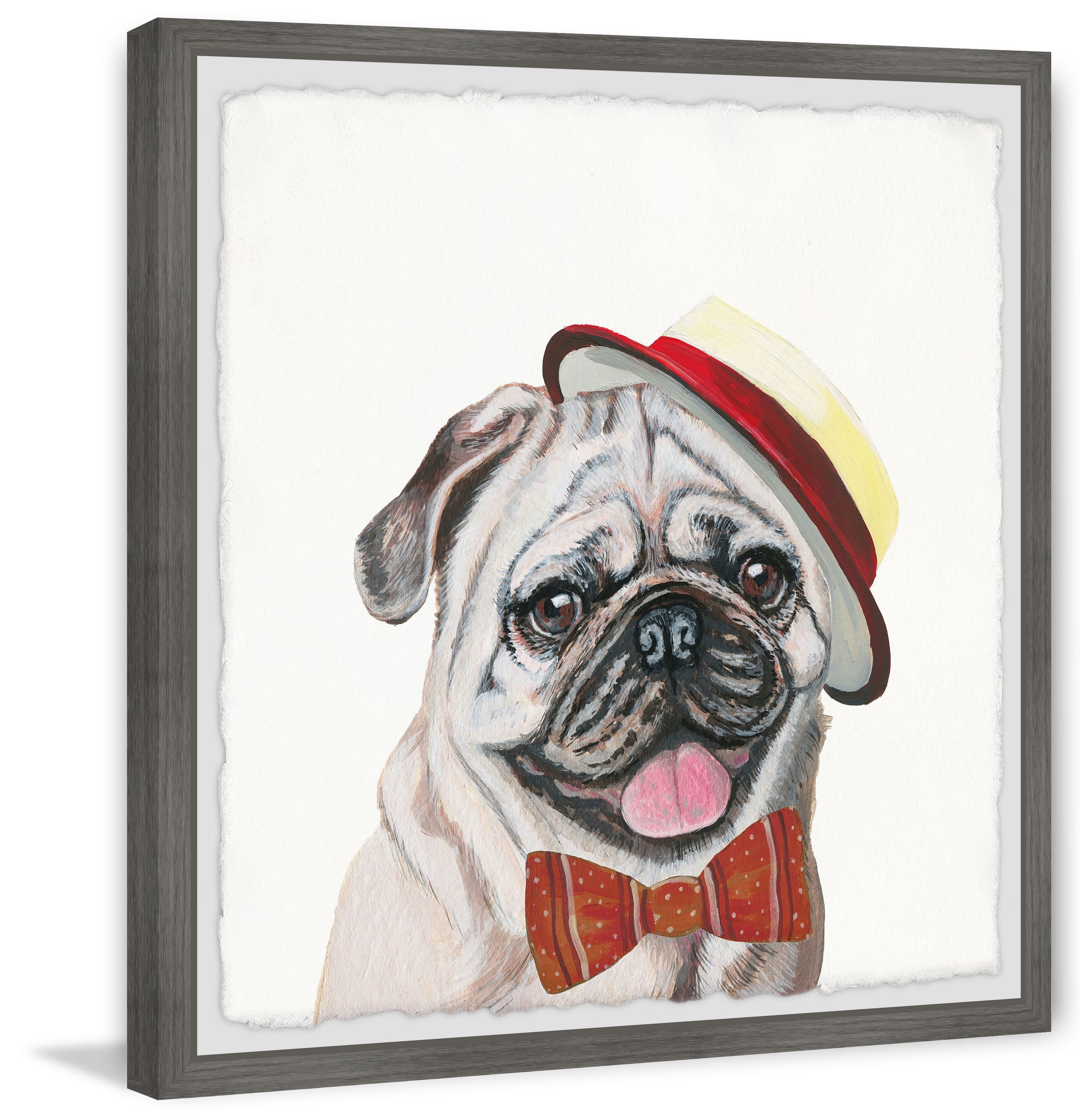 Marmont Hill "King Pug" Framed Painting Art Print, 12.00" x 1.50"