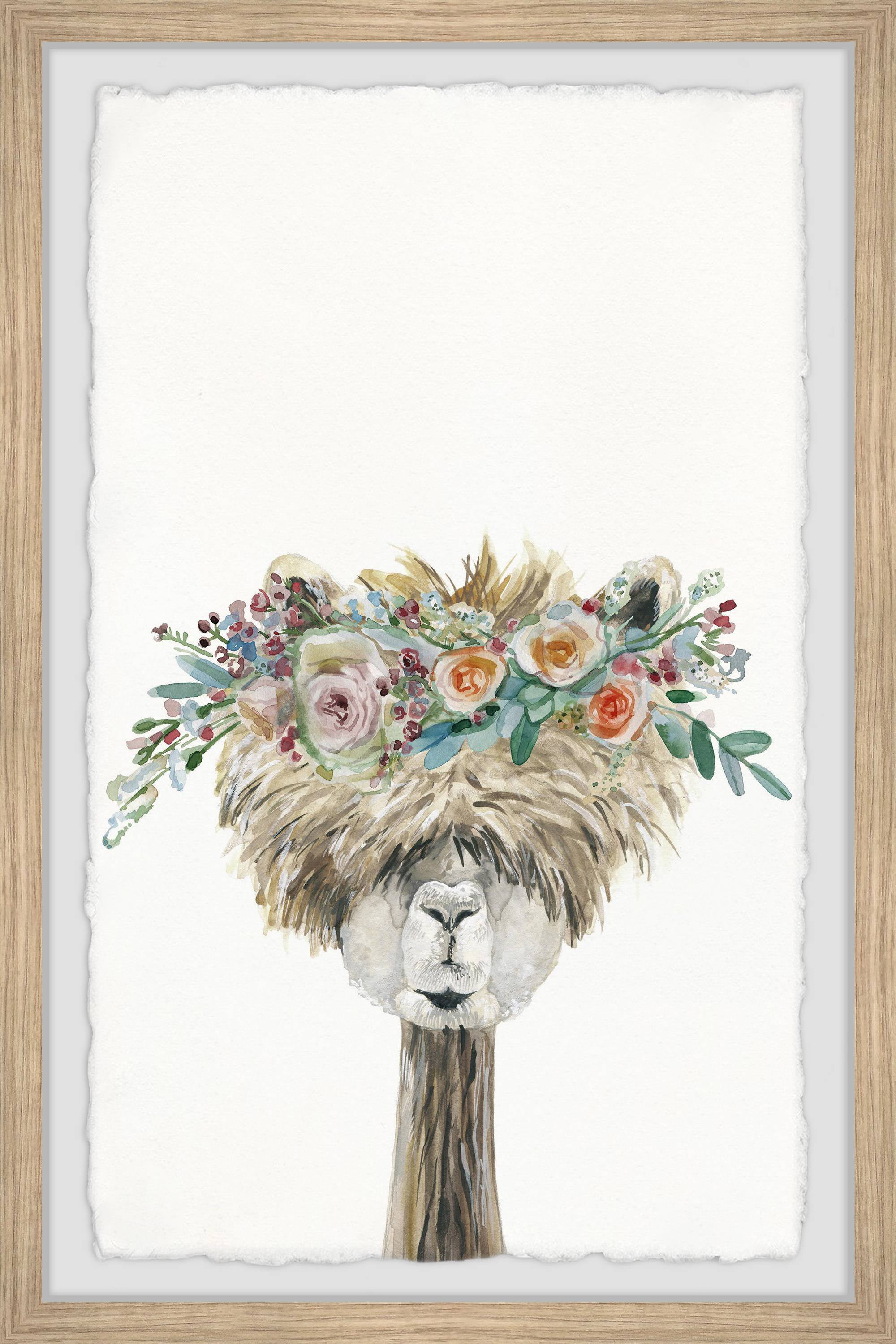 Marmont Hill Laid-back Flower Crowned Llama Framed Wall Art