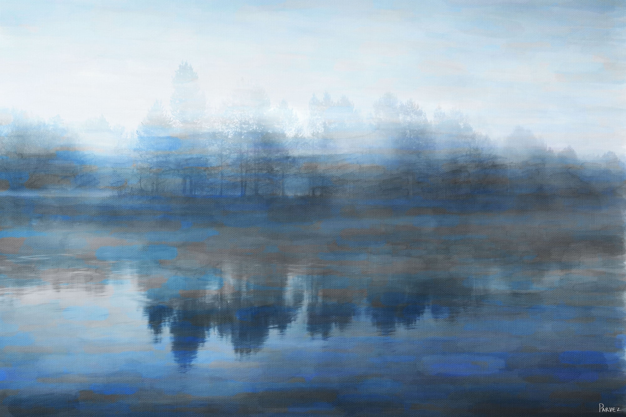 Blue and Gray Abstract Landscape Canvas Print, 24" x 36"