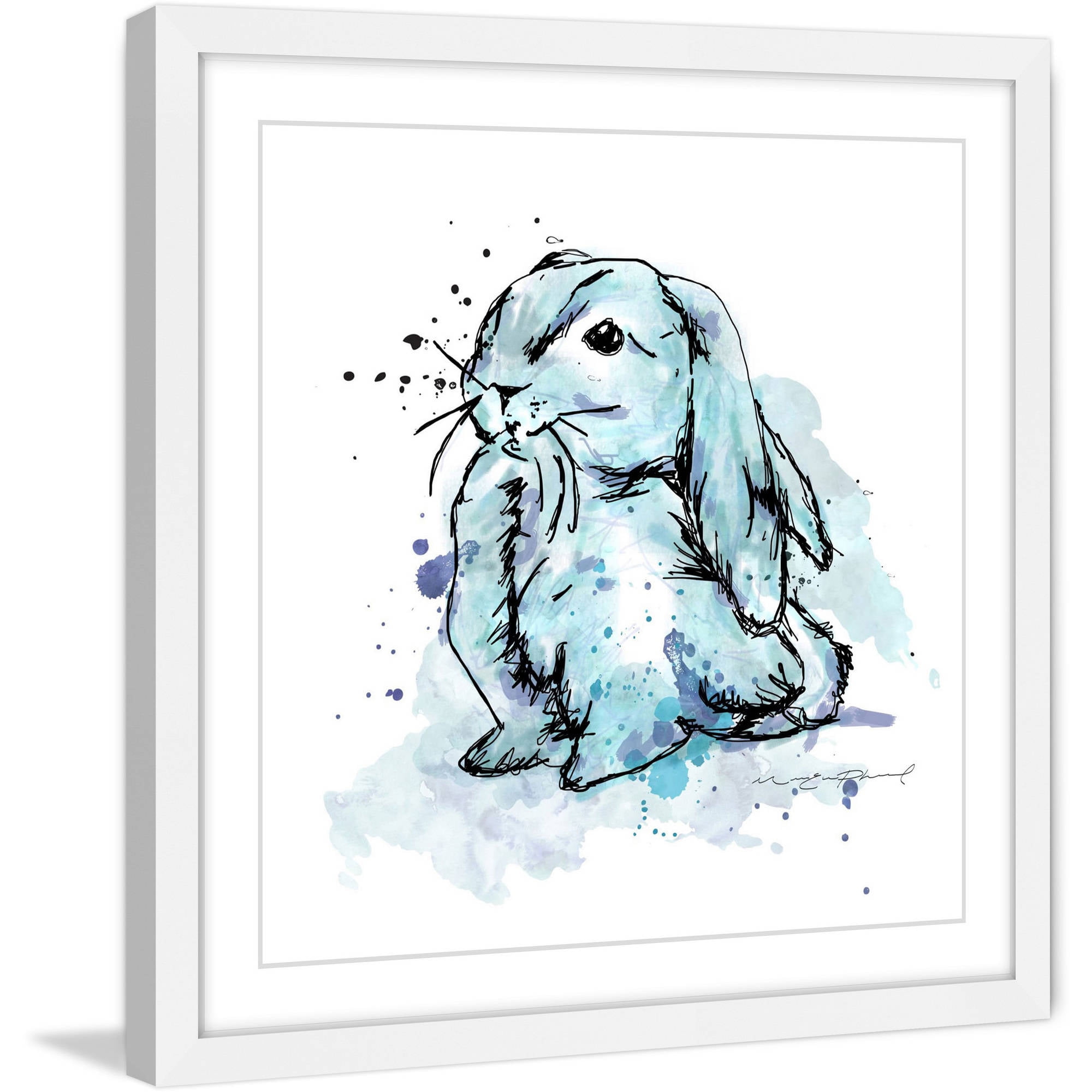 Marmont Hill "Lapin Bleu" by Marie-Eve Pharand Framed Painting Print