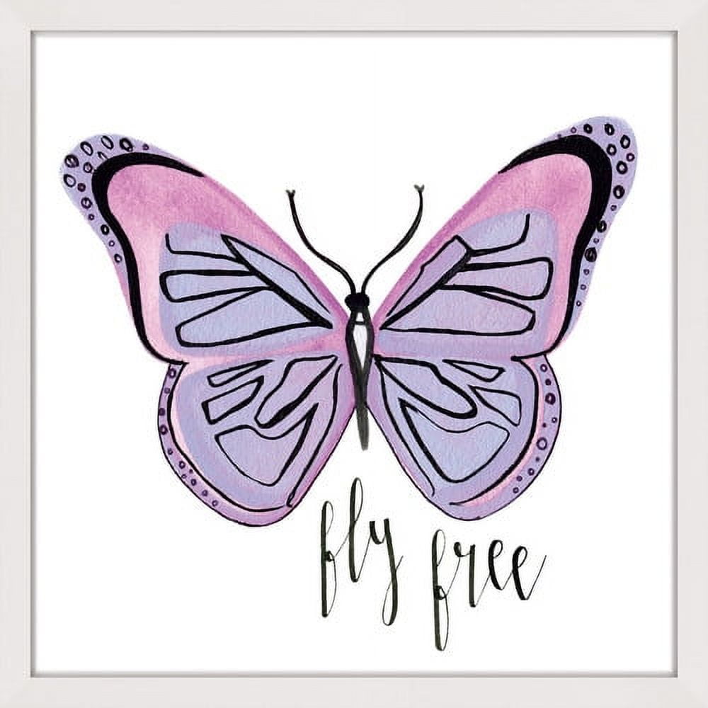 Marmont Hill "Lavender Butterfly Text" by Molly Rosner Framed Painting Art Print