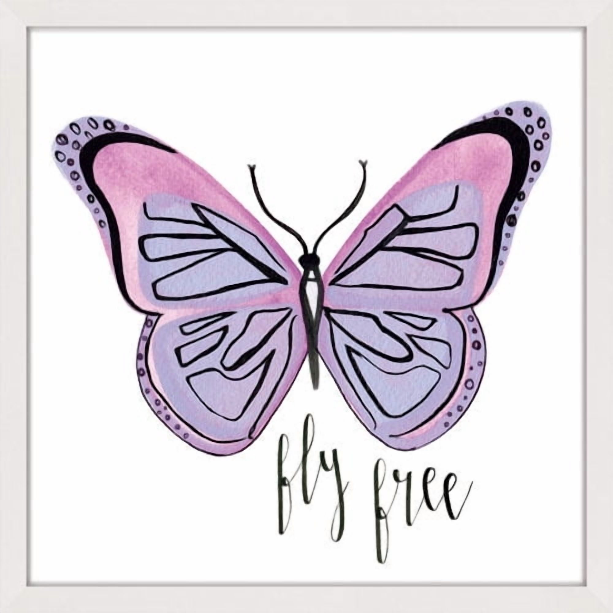 Marmont Hill "Lavender Butterfly Text" by Molly Rosner Framed Painting Print