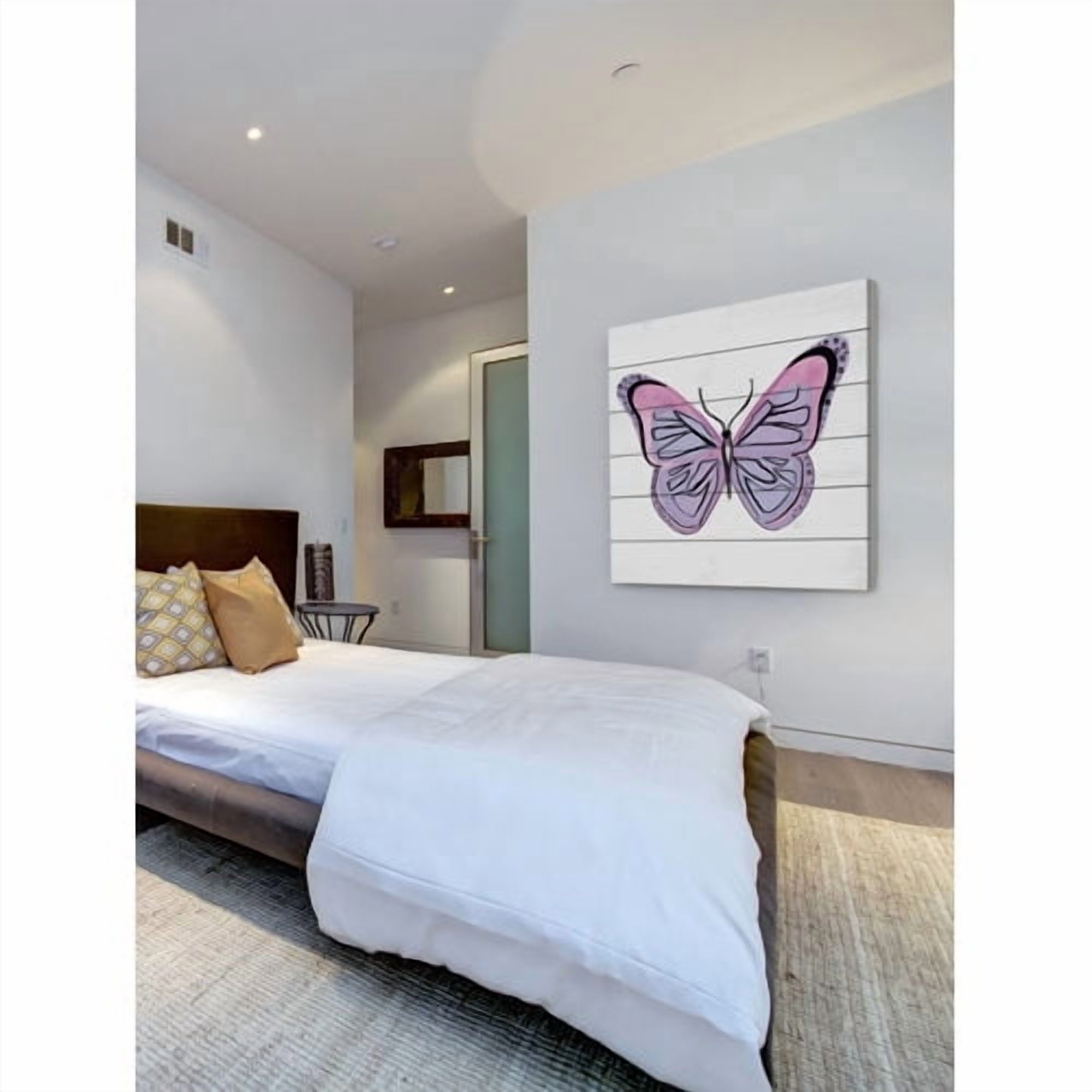 Marmont Hill "Lavender Butterfly" by Molly Rosner Painting Print on White Wood