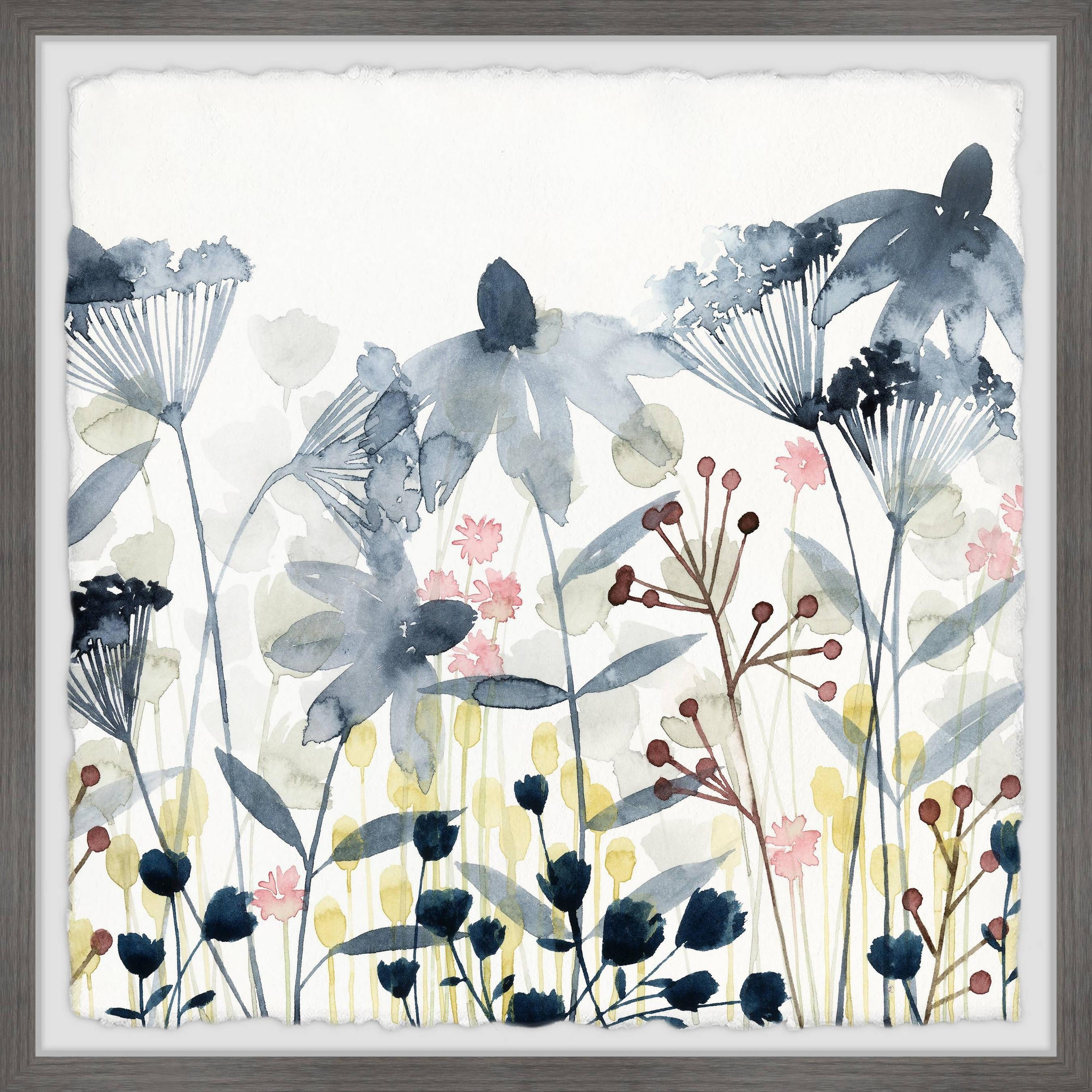 Layered Gardens II Floral Canvas Print with Gray Frame