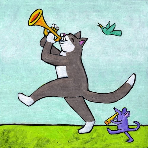 Marmont Hill "Leader of the Cat Pack" by Janet Nelson Painting Print on Wrapped Canvas
