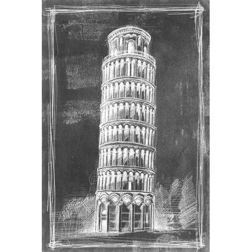 Marmont Hill "Leaning Tower Blueprint" Painting Print on Wrapped Canvas