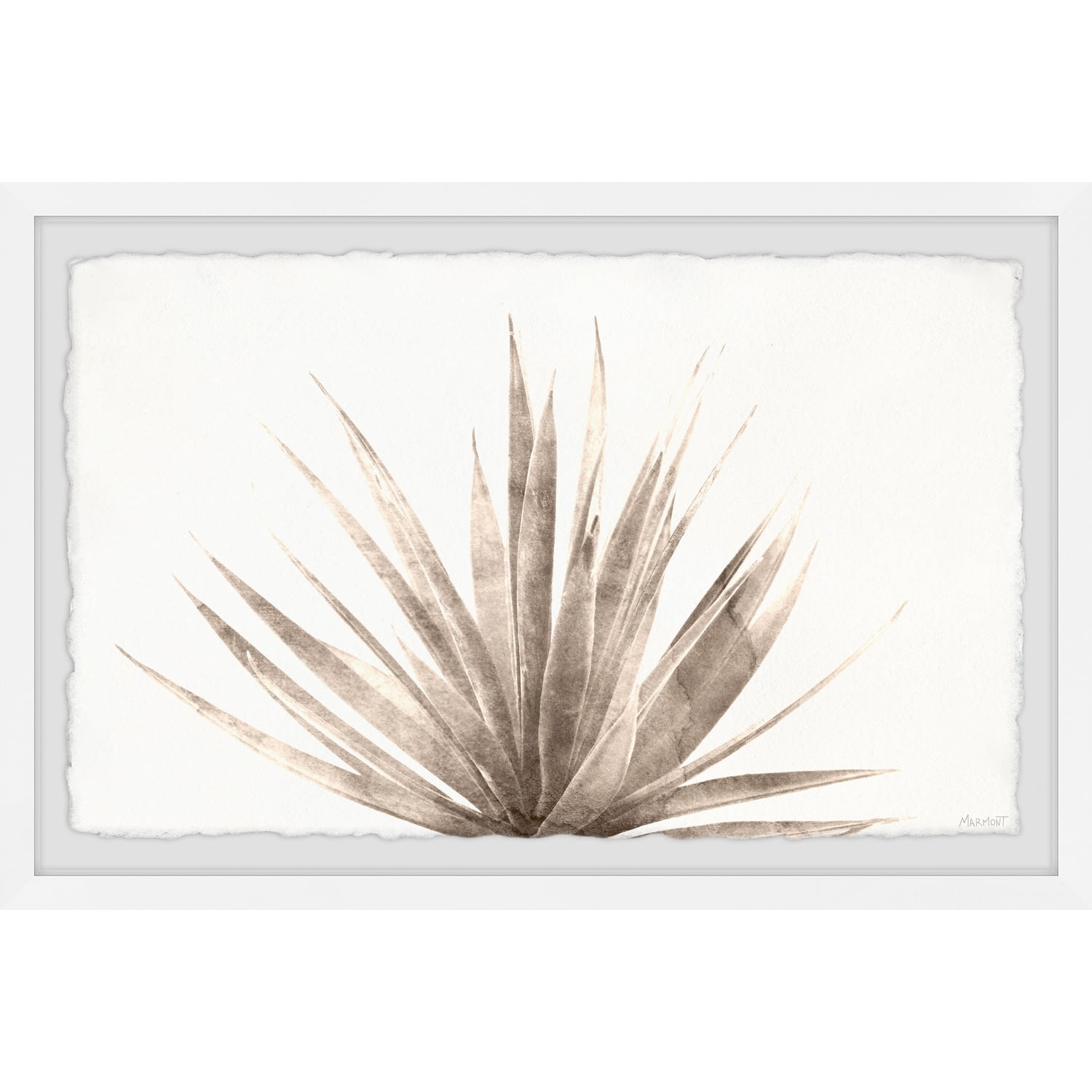 Neutral Leafy Plant Framed Print in White Frame, 18 x 12