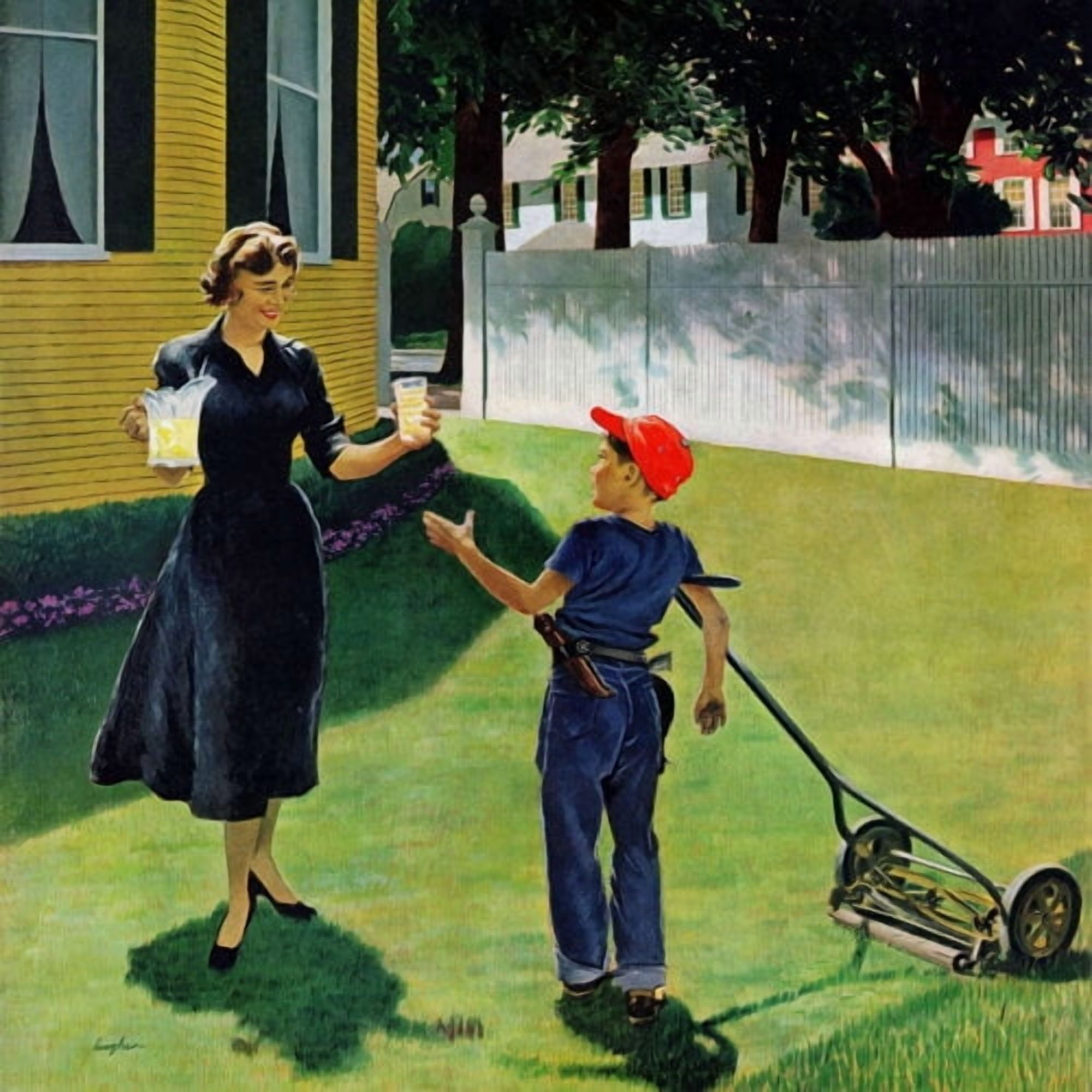 Marmont Hill "Lemonade for the Lawnboy" by George Hughes Painting Print on Canvas