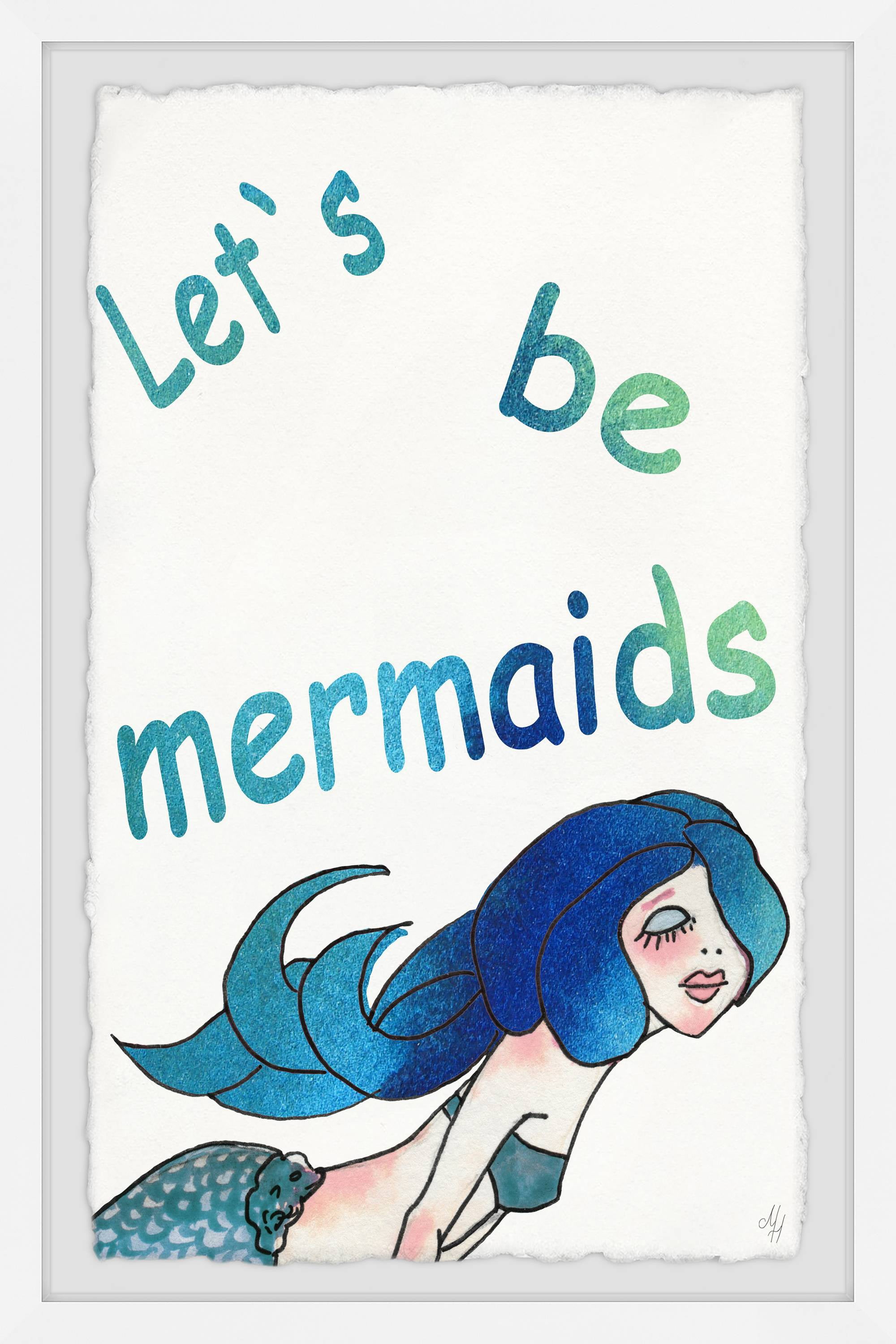 Marmont Hill Let's Be Blue Mermaids Framed Wall Art