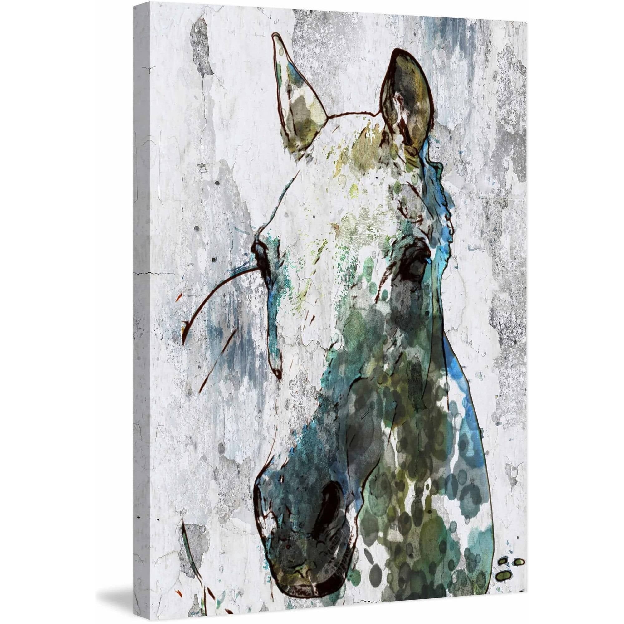 Marmont Hill "Light Gray Horse" by Irena Orlov Painting Print on Wrapped Canvas