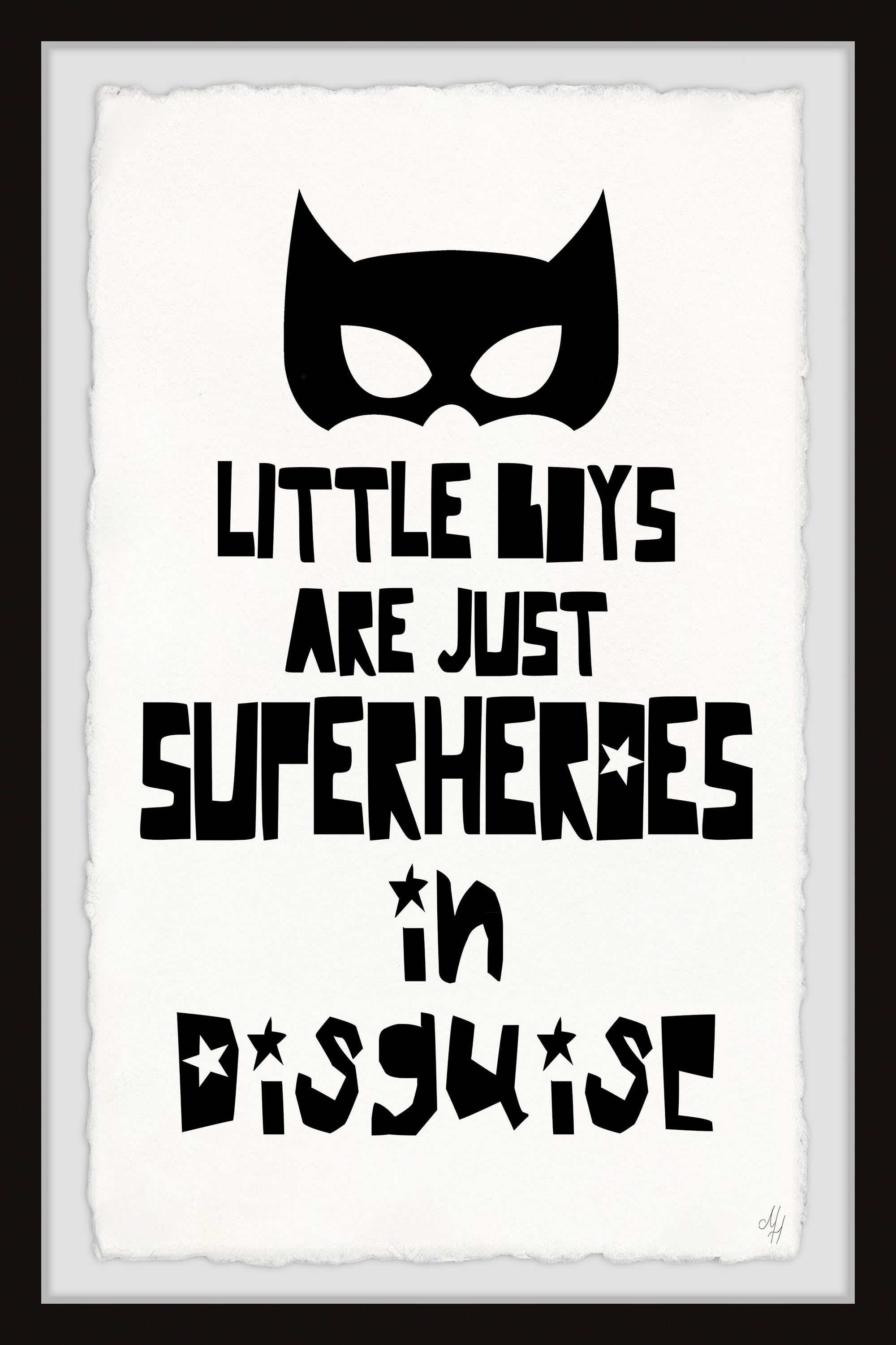 Marmont Hill Little Boys Are Just Superheroes In Disguise Framed Wall Art, 12.00" x 1.50"