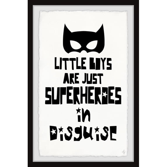 Marmont Hill Little Boys Are Just Superheroes In Disguise Framed Wall Art, 24.00" x 1.50"