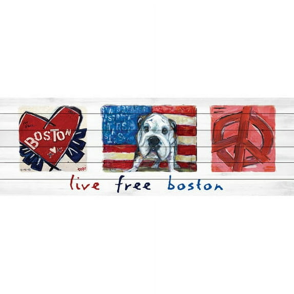 Marmont Hill "Live Free Boston" by Tori Campisi Painting Print on White Pine Wood