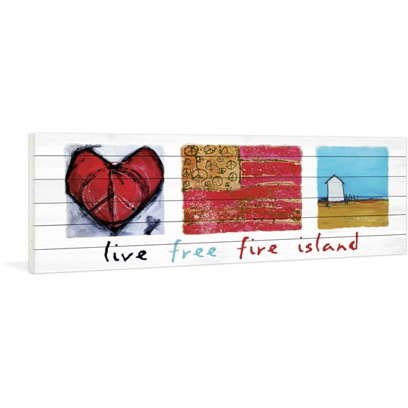 Marmont Hill "Live Free Fire Island" by Tori Campisi Painting Print on White Pine Wood
