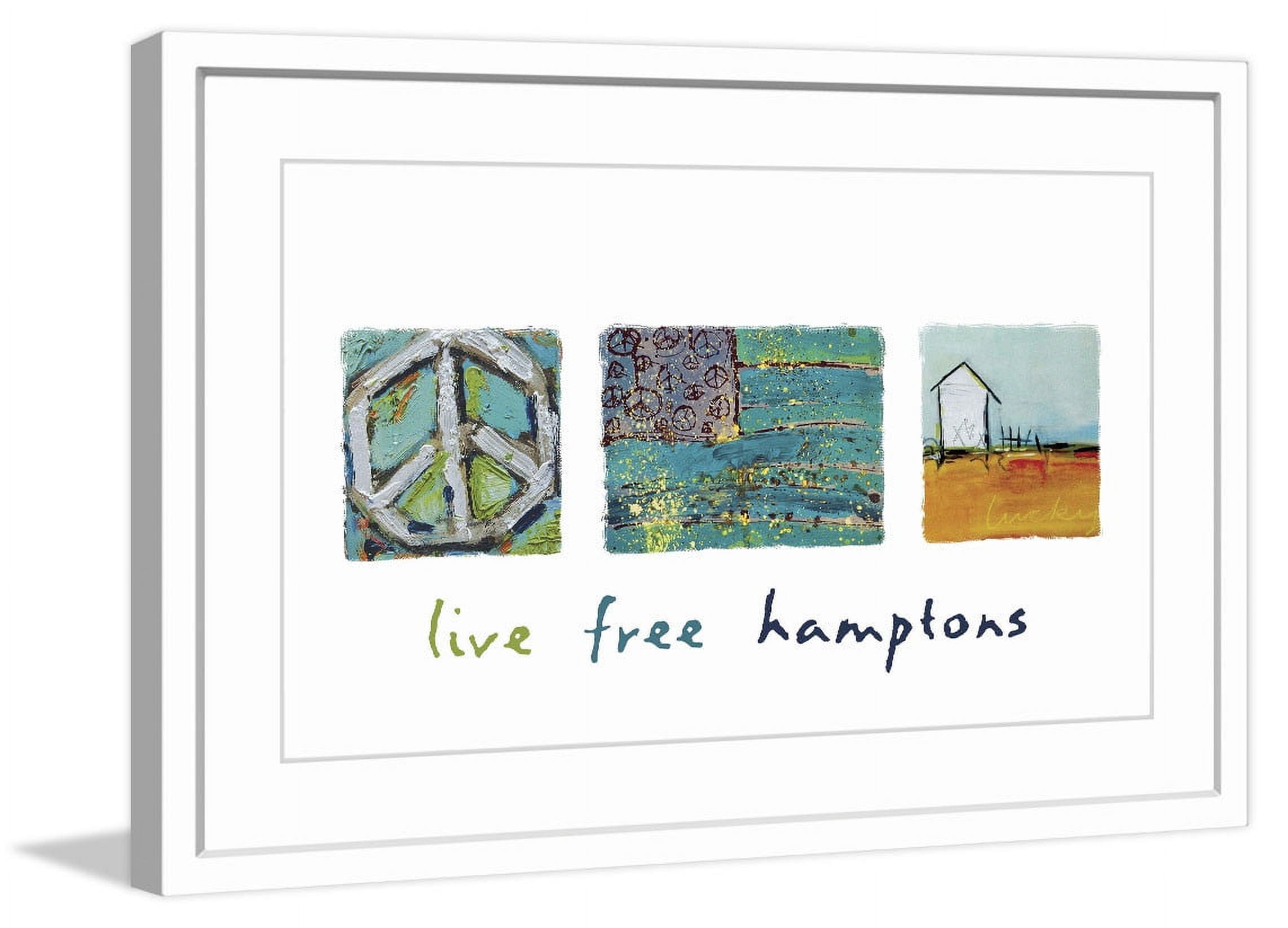 Live Free Hamptons Abstract Blue Canvas Print with White Frame