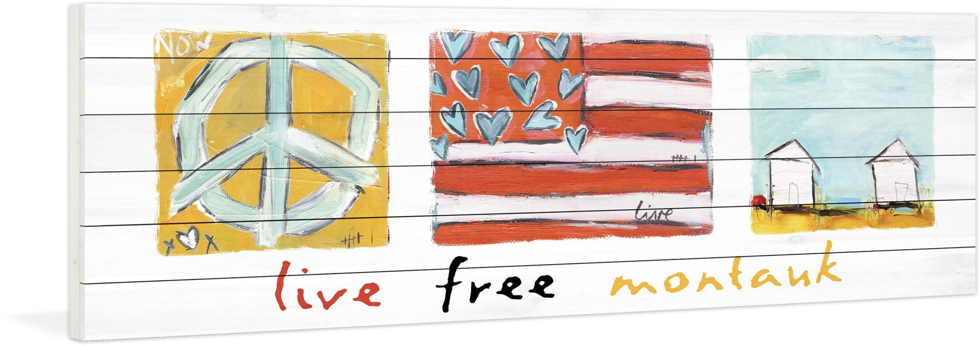 Marmont Hill "Live Free Montauk" by Tori Campisi Painting Print on White Pine Wood