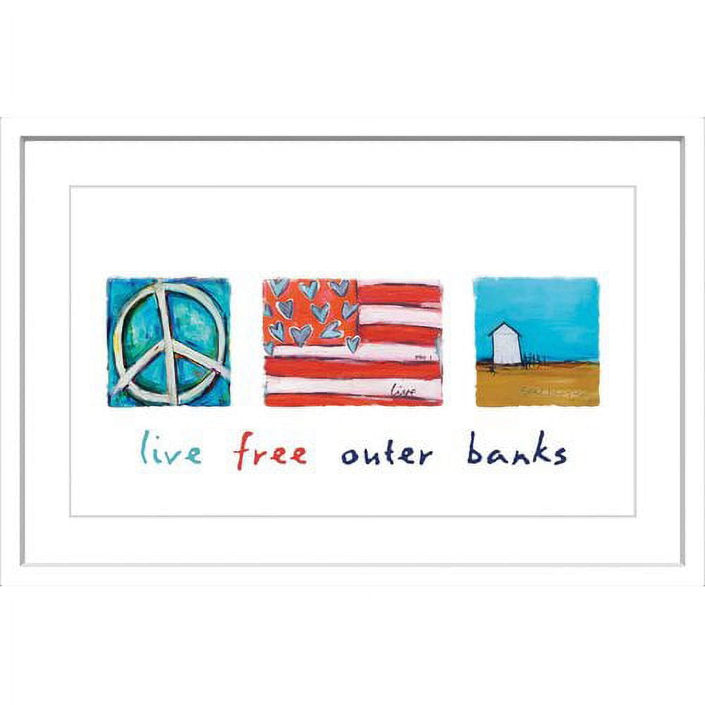 Live Free Outer Banks Abstract Canvas Print in White Frame