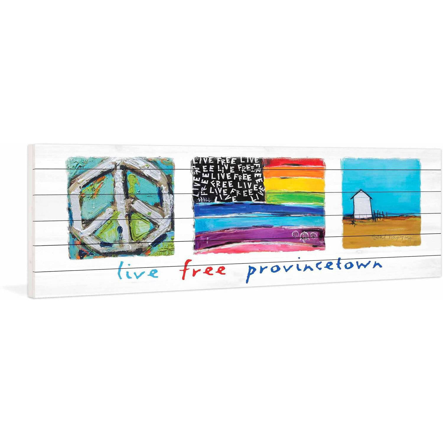 Marmont Hill "Live Free Provincetown" by Tori Campisi Painting Print on White Pine Wood