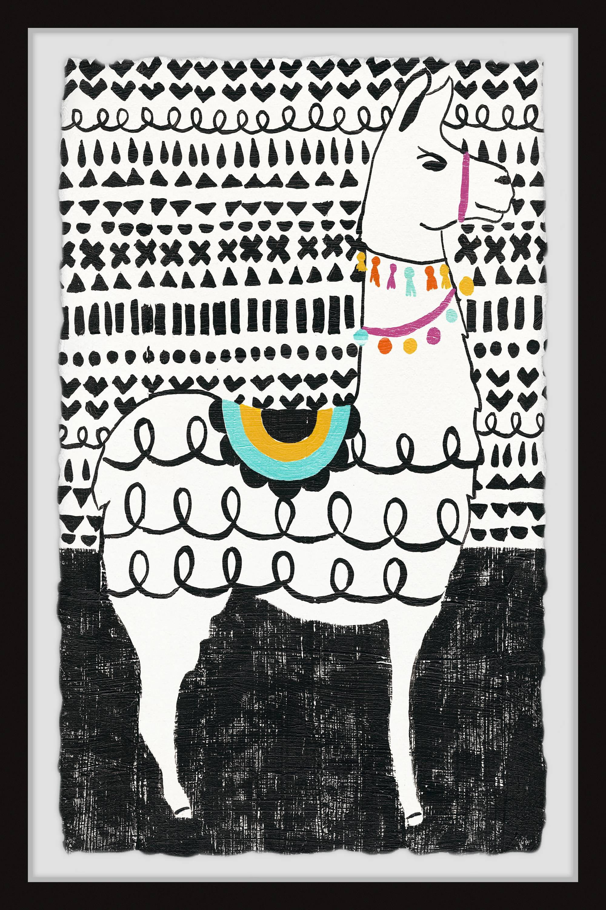 Marmont Hill Llama Loops Framed Wall Art, 8.00" x 1.50"