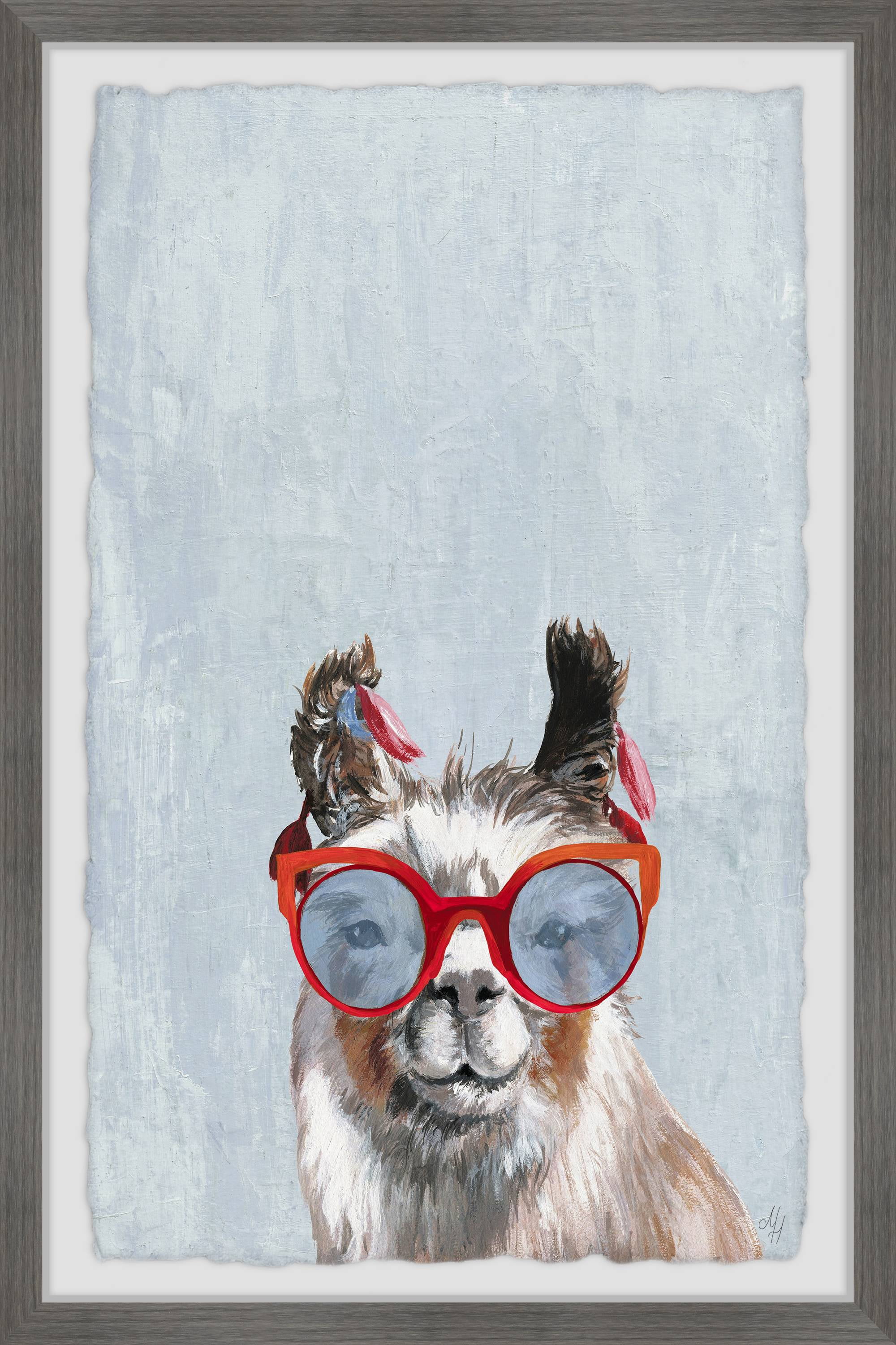 Marmont Hill Llama Retro Sunnies Framed Wall Art