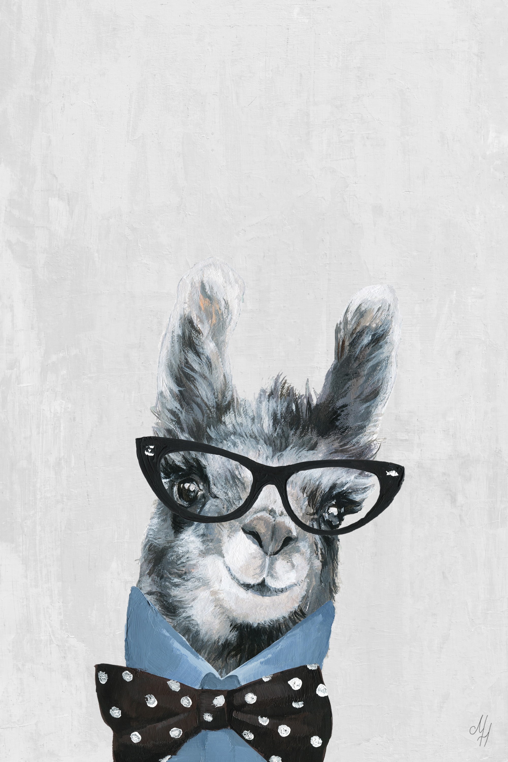 Marmont Hill Llama with a Bow III Canvas Wall Art