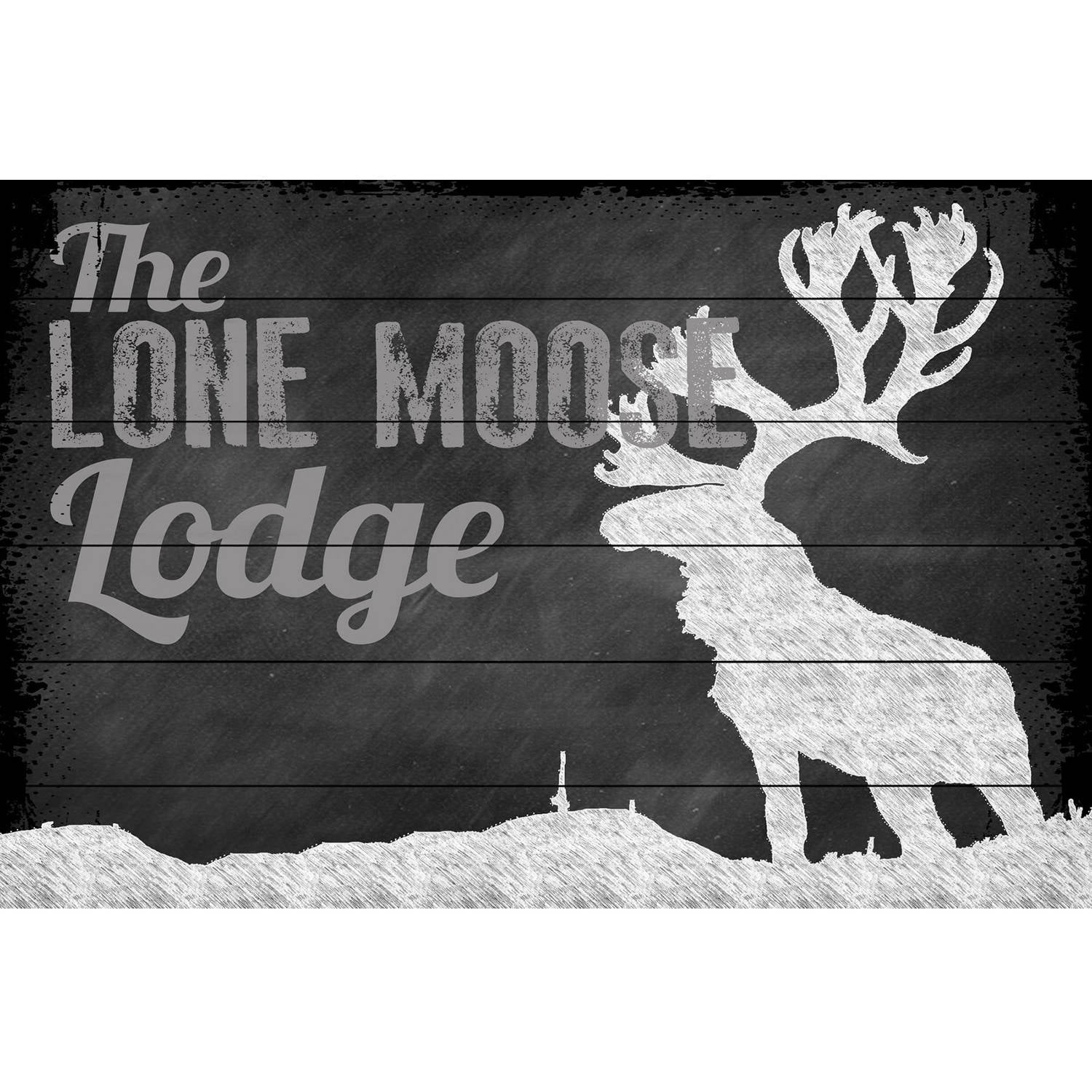 Marmont Hill "Lone Moose Lodge" Painting Print on White Wood