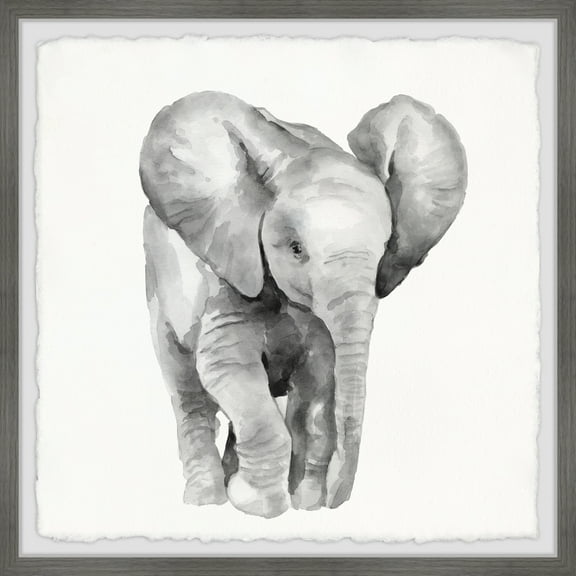 Marmont Hill Lonely Elephant Framed Wall Art, 12" x 12"