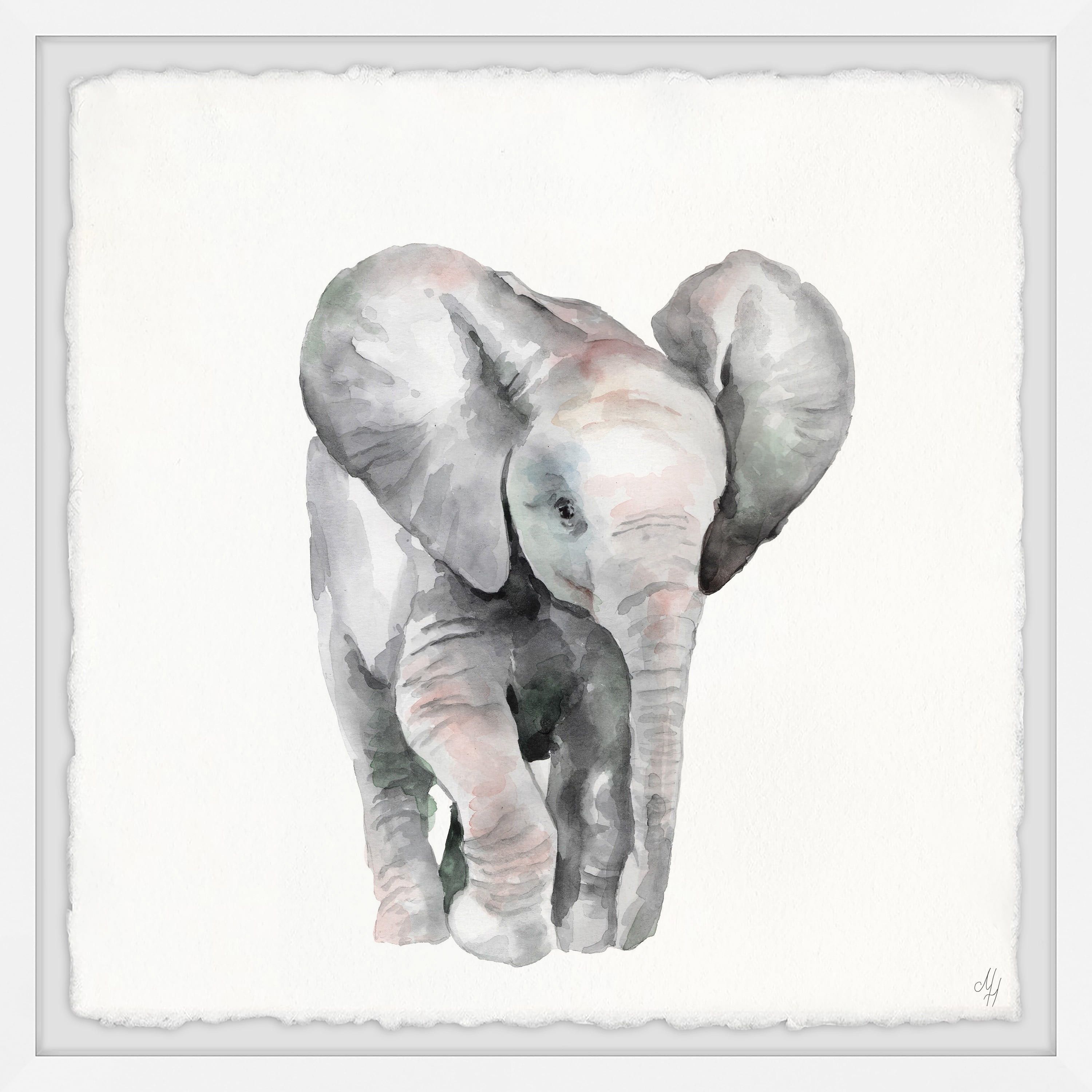 Marmont Hill Lonely Elephant Framed Wall Art, 32.00" x 1.50"